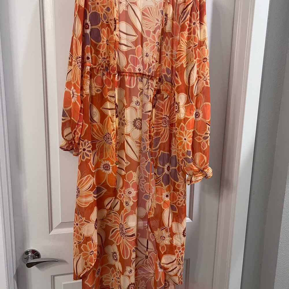 Floral Orange Chiffon Dress